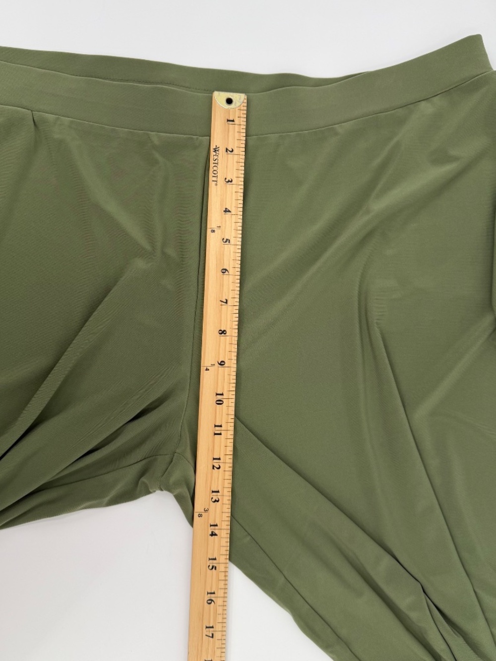 Susan Graver Pants Women XLP Green Liquid Knit Wide Leg Stretch Pull On Pockets - Picture 9 of 12
